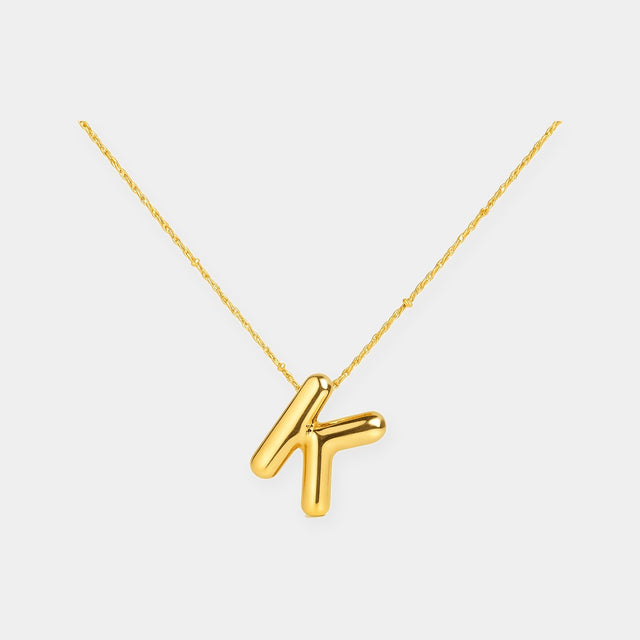 Bubble Letter Initial Necklace