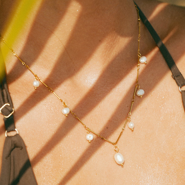 Santorini Pearl Necklace worn