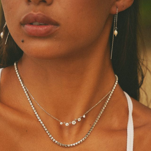 Silk Pearl Threader Earrings