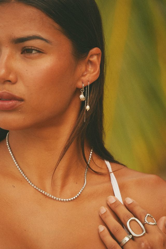 Silk Pearl Threader Earrings