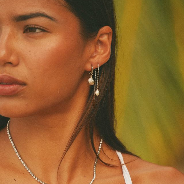 Silk Pearl Threader Earrings