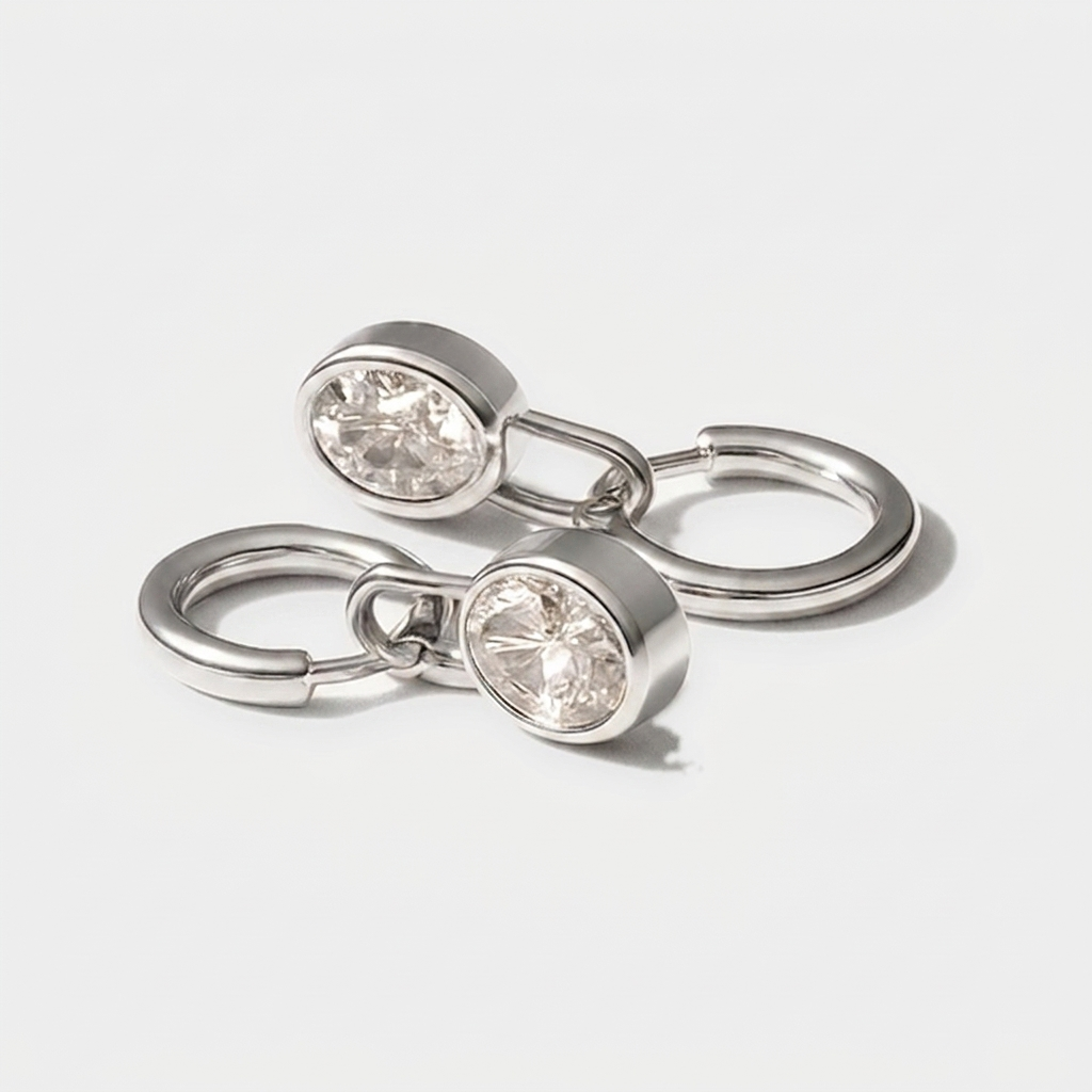 Diamond Lock Earrings — Silver