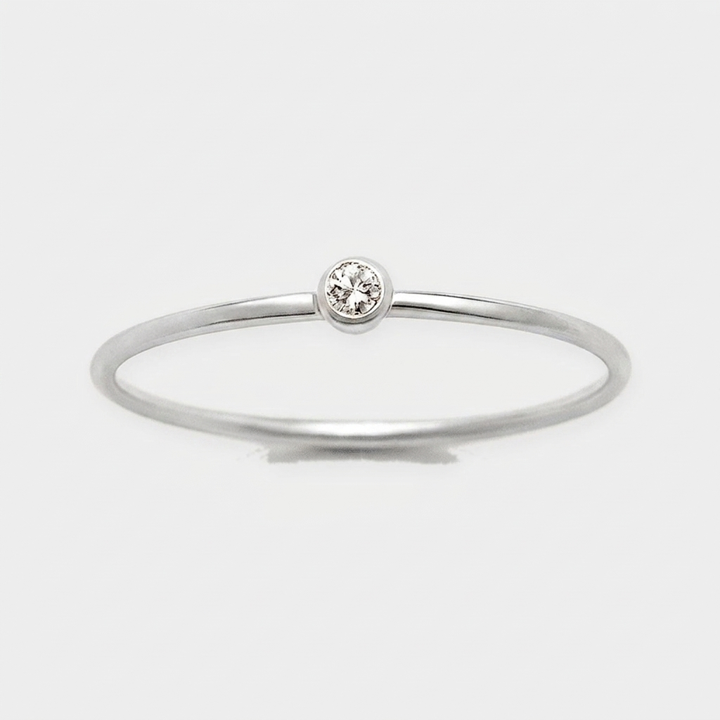 Dainty Birthstone Ring — Silver