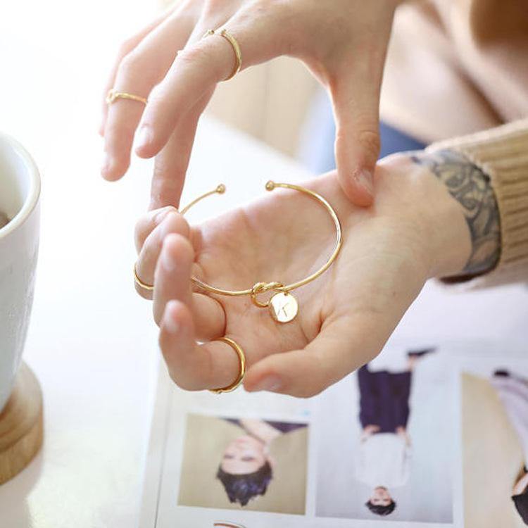 Rosa® Initial Knot Bangle Bracelet - Louise Carter