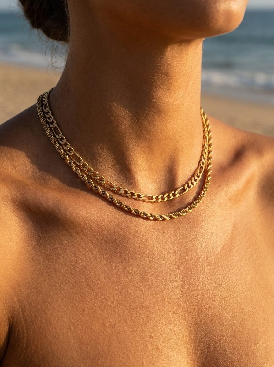Positano Necklace styled with Coco Rope Necklace