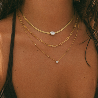 Pure Grace Necklace in stack with Chelsea and Maui