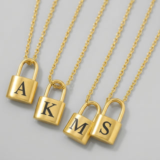 Ellie® Initial Love Lock 18k Gold Necklace