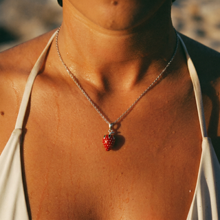 Strawberry Kiss Necklace lifestyle on model