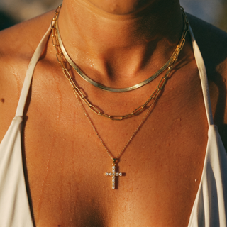 Faith Spark Necklace in stack with Chelsea and Maui