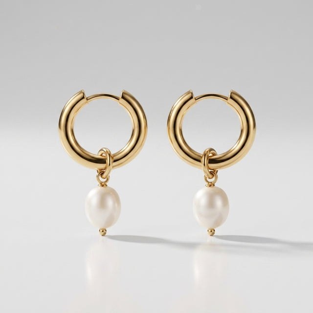 Bethany Pearl Drop Hoop