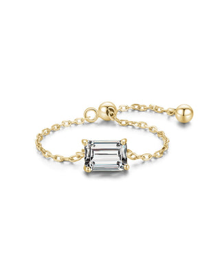 Addison® Adjustable Emerald Cut Diamond Chain Ring