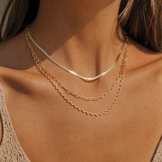 Solra Necklace in stack with Chelsea and Maui
