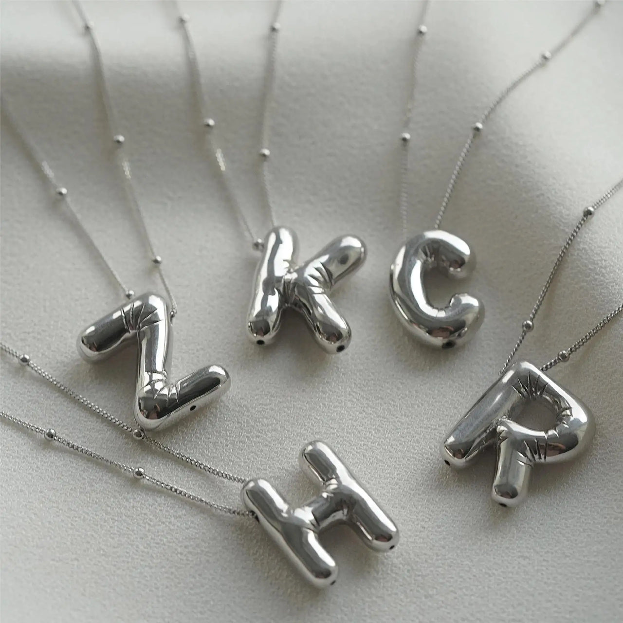 Bubble Letter Initial Necklace
