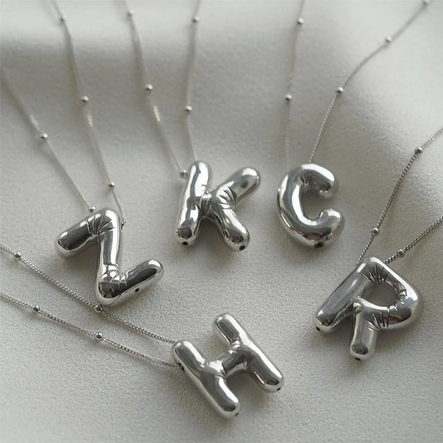 Bubble Letter Initial Necklace