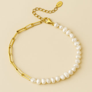 Rhoni® 14K Gold Paper Clip Pearl Bracelet (Bundle)