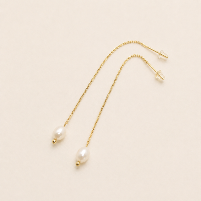 Silk Pearl Threader Earrings