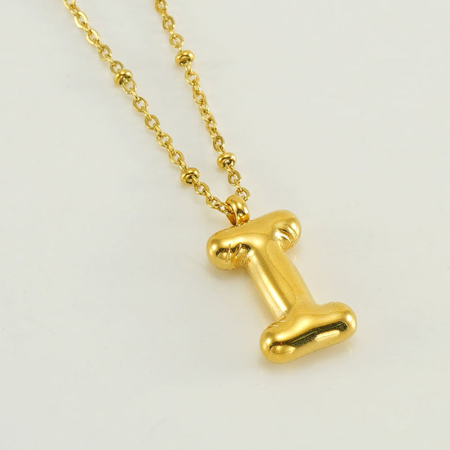 Bubble Letter Initial Necklace