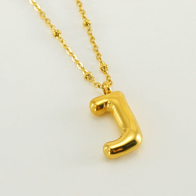 Bubble Letter Initial Necklace