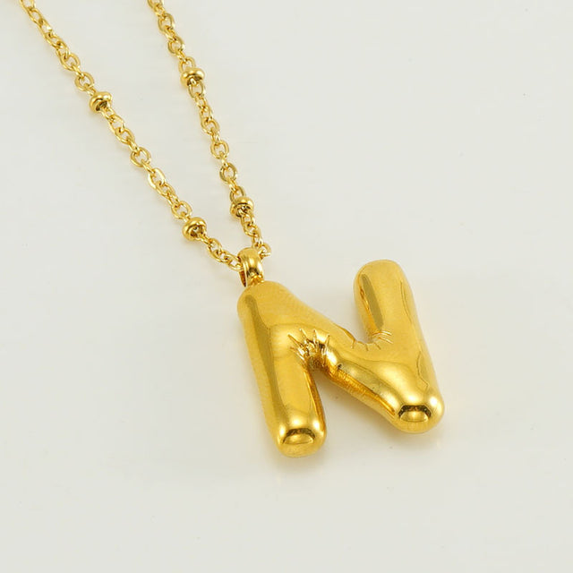 Bubble Letter Initial Necklace