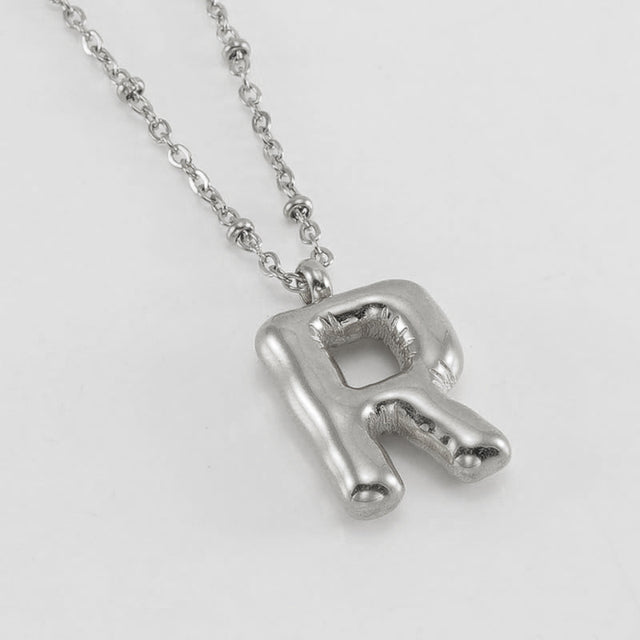 Bubble Letter Initial Necklace