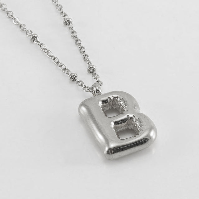 Bubble Letter Initial Necklace