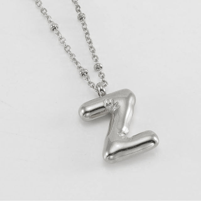 Bubble Letter Initial Necklace