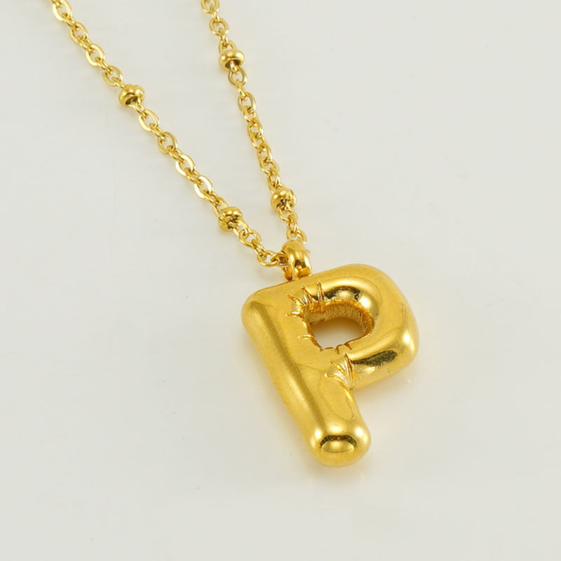 Bubble Letter Initial Necklace