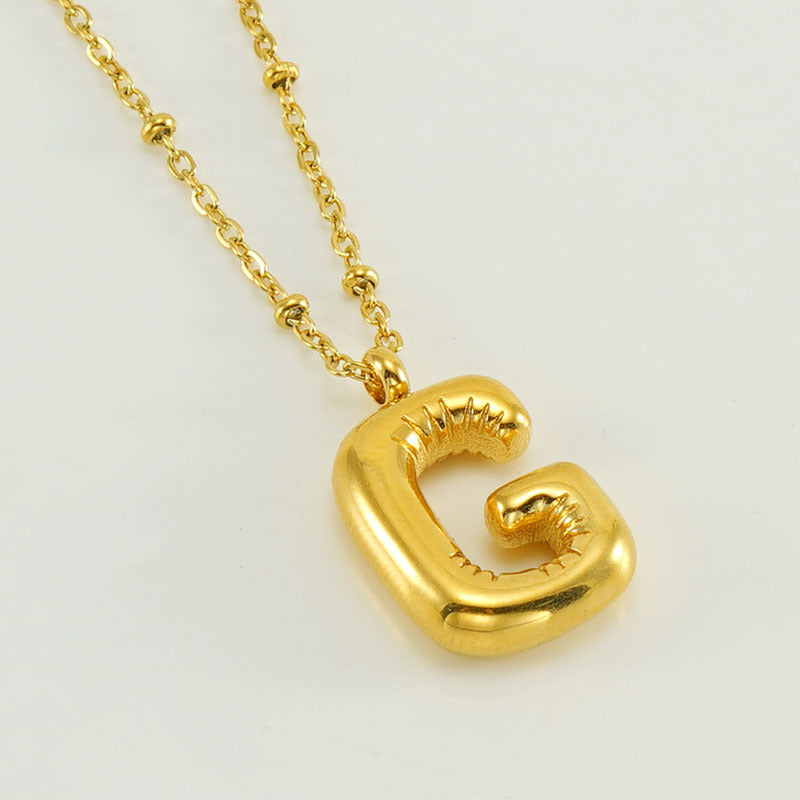 Bubble Letter Initial Necklace