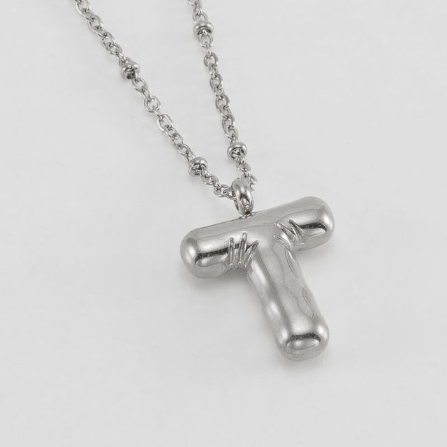 Bubble Letter Initial Necklace