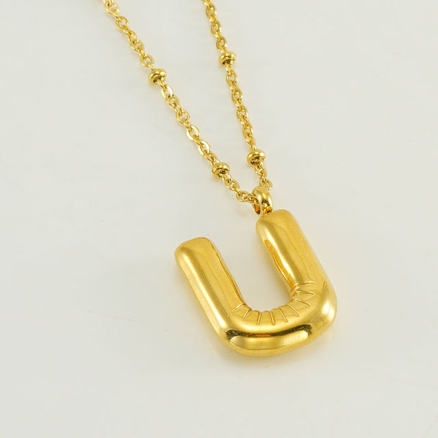 Bubble Letter Initial Necklace