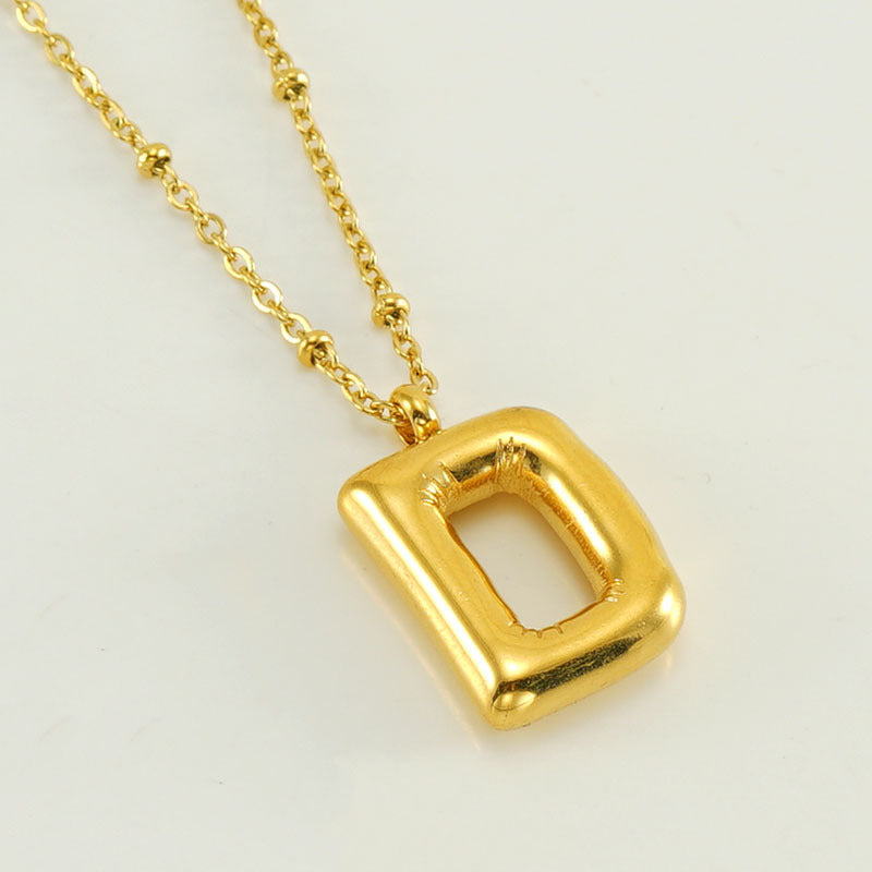 Bubble Letter Initial Necklace