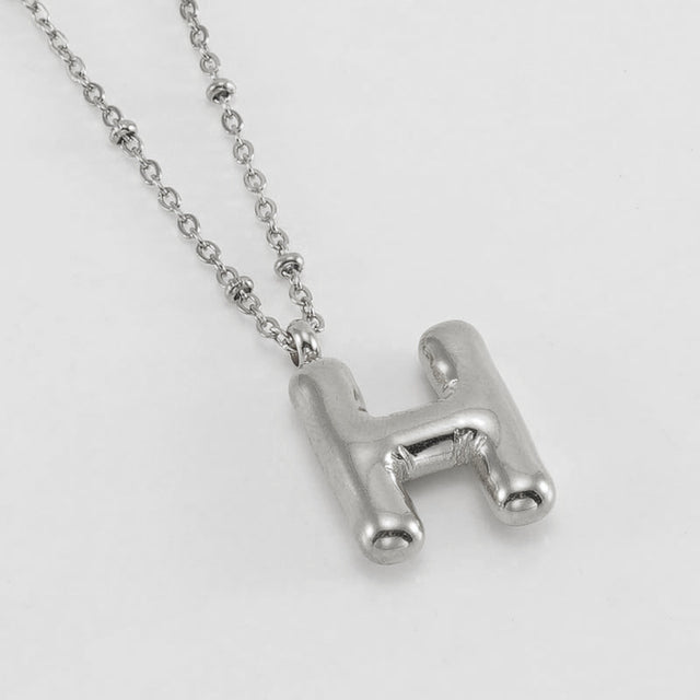 Bubble Letter Initial Necklace