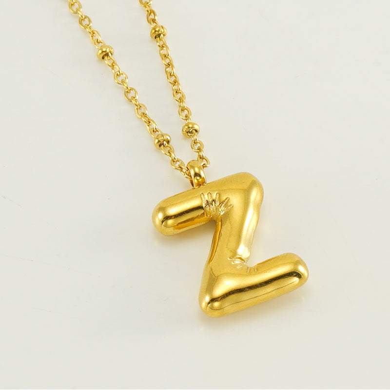 Bubble Letter Initial Necklace