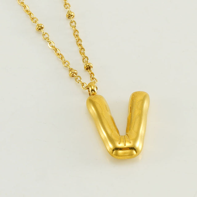 Bubble Letter Initial Necklace