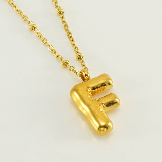 Bubble Letter Initial Necklace