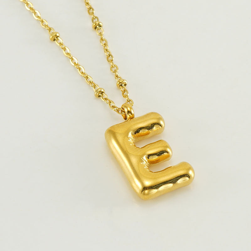 Bubble Letter Initial Necklace