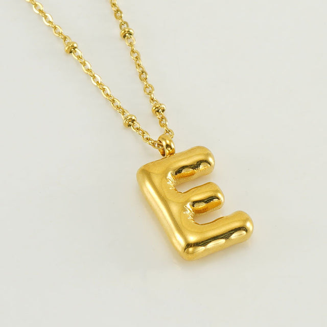 Bubble Letter Initial Necklace