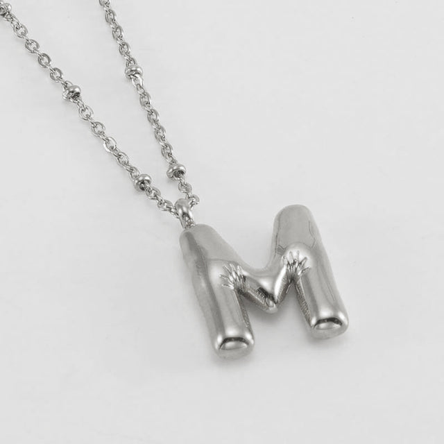 Bubble Letter Initial Necklace