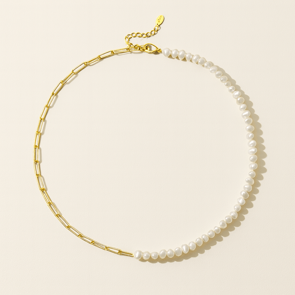 Rhoni® 14K Gold Paper Clip Pearl Necklace (Bundle)