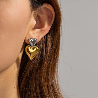 Mixie® Two Tone Double Heart Earrings