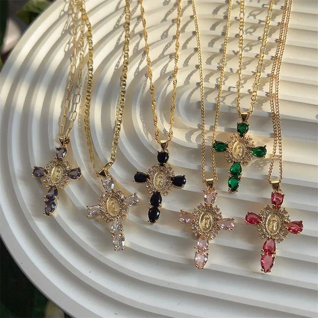 Valerie® Virgin Mary Cross Pendants