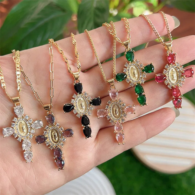 Valerie® Virgin Mary Cross Pendants