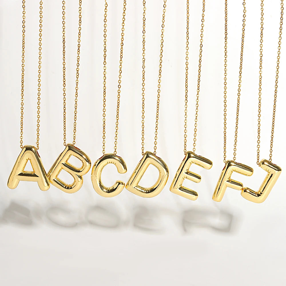 Bubble Letter Initial Necklace
