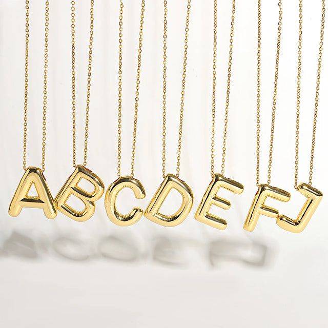 Bubble Letter Initial Necklace