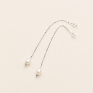 Silk Pearl Threader Earrings