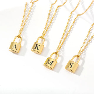Ellie® Initial Love Lock 18k Gold Necklace
