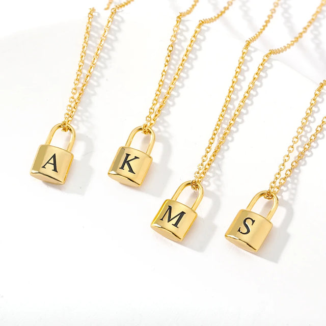 Ellie® Initial Love Lock 18k Gold Necklace