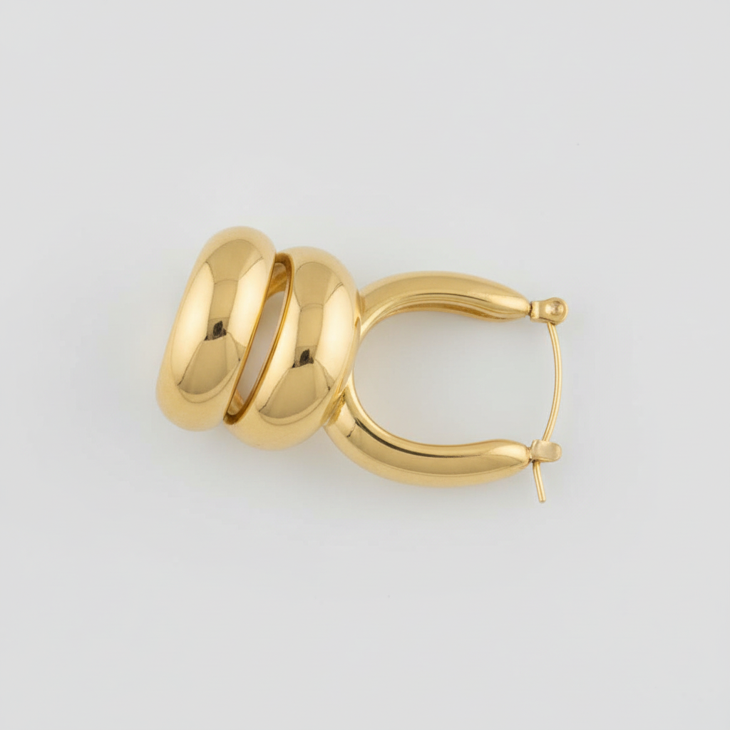 Deya Earrings — double-dome U hoop with wire latch closure