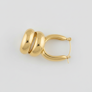 Deya Earrings — double-dome U hoop with wire latch closure