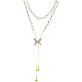 Adoroa® Pearl Butterfly Adjustable Necklace